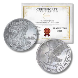 1 OUNCE OZ 999 Fine SOLID TITANIUM Precious Metal Liberty Coin INGOT Bullion OZT